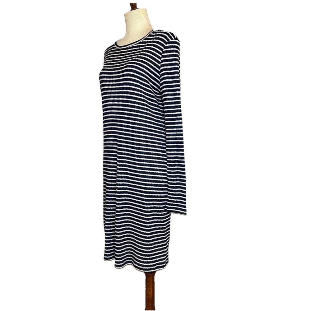 Michael Kors Knit Sweater Dress Navy White Stripe Classic Size L - Picture 3 of 13